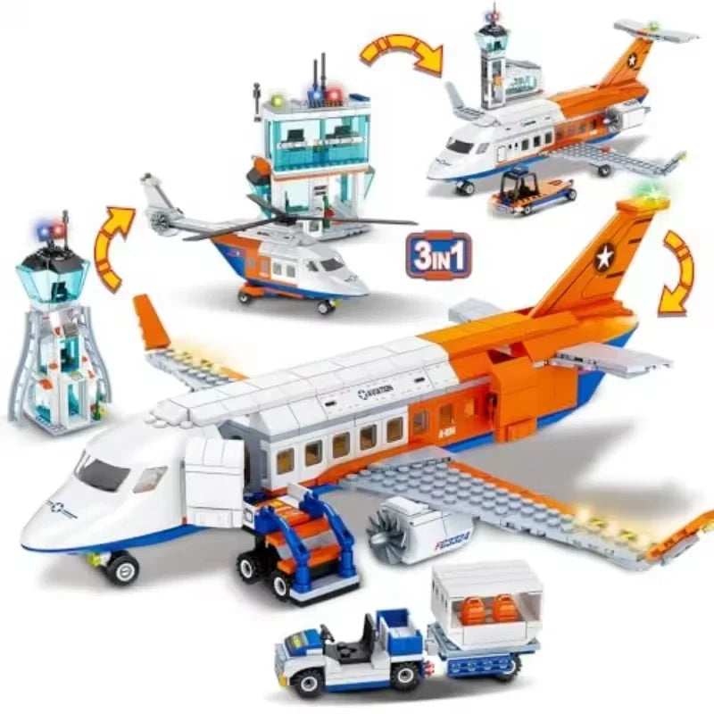 Avião de Brinquedo Blocos de Montar 3 em 1 Brinquedo Educativo