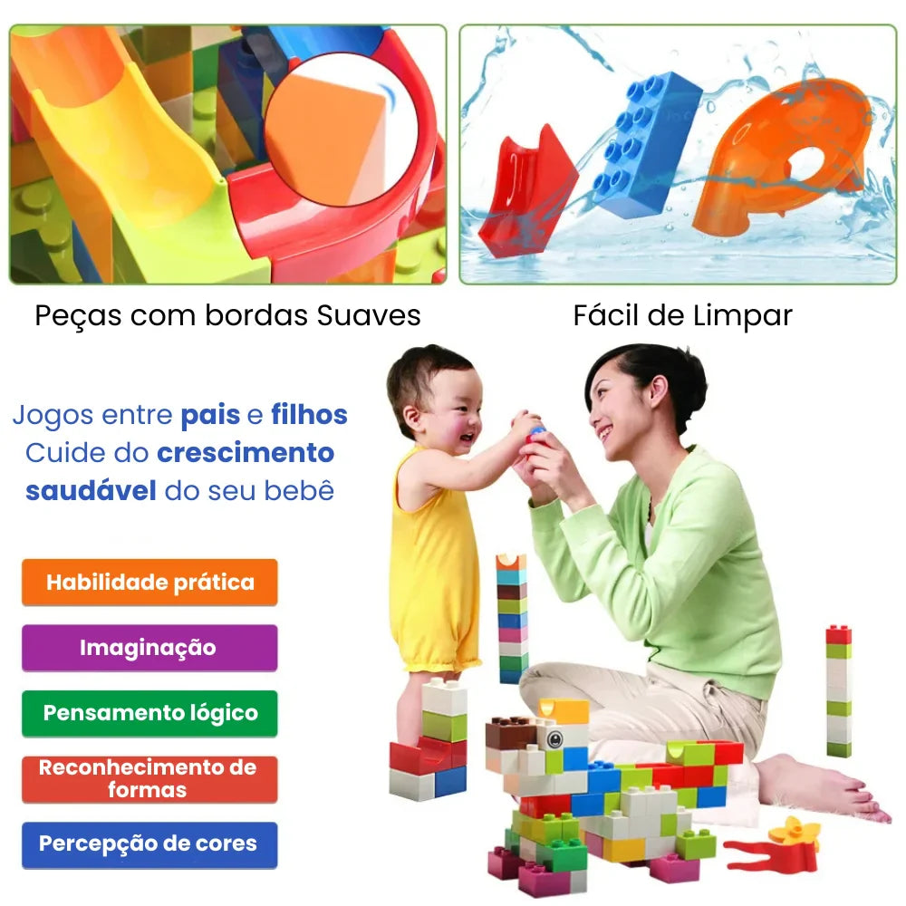 Blocos de Montar com Pista de Corrida e Bolinhas