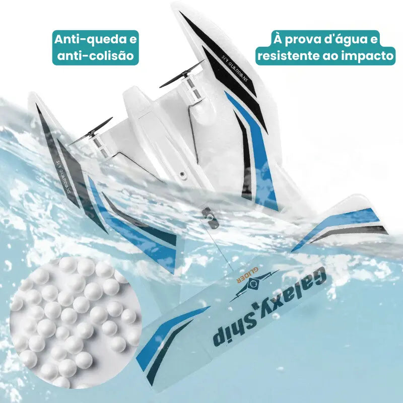 Avião de Controle Remoto Planador Diversão Dupla no Ar e na Água