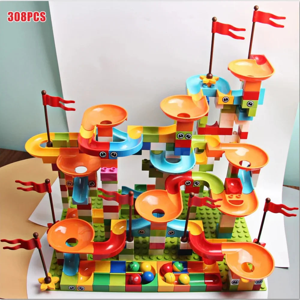 Blocos de Montar com Pista de Corrida e Bolinhas