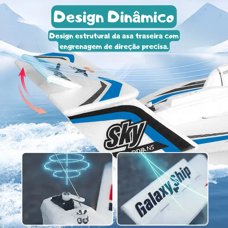 Avião de Controle Remoto Planador Diversão Dupla no Ar e na Água