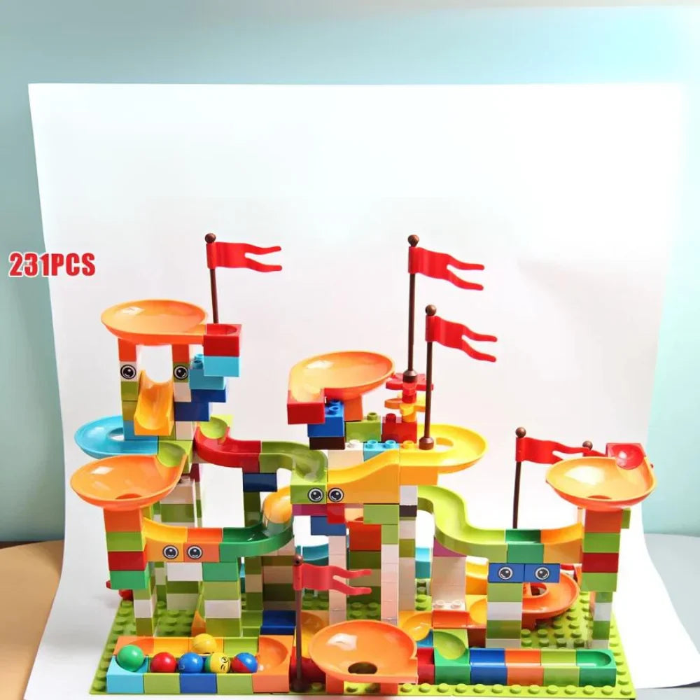 Blocos de Montar com Pista de Corrida e Bolinhas