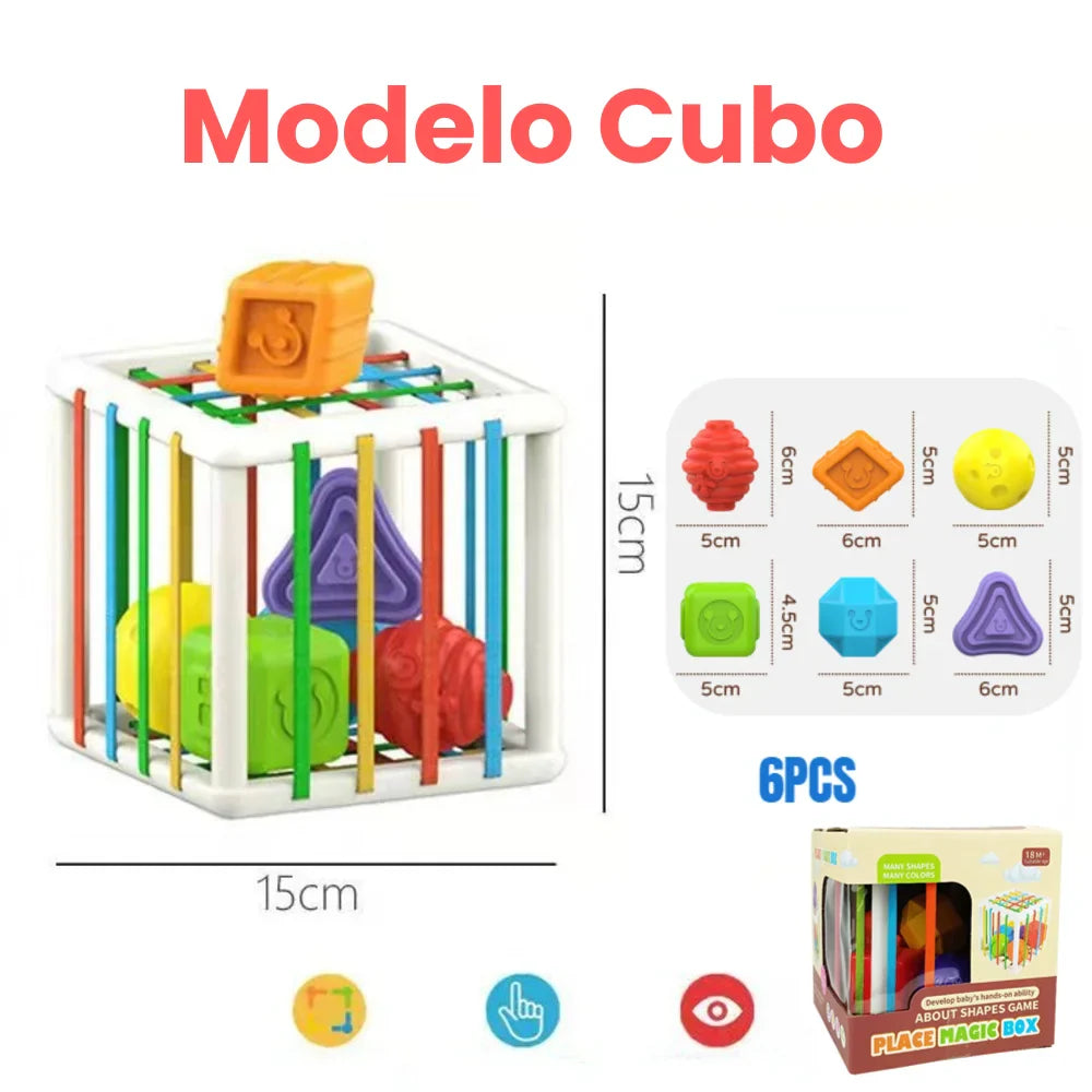 Brinquedo Educativo Blocos de Formas Coloridos Aprendizagem Sensorial