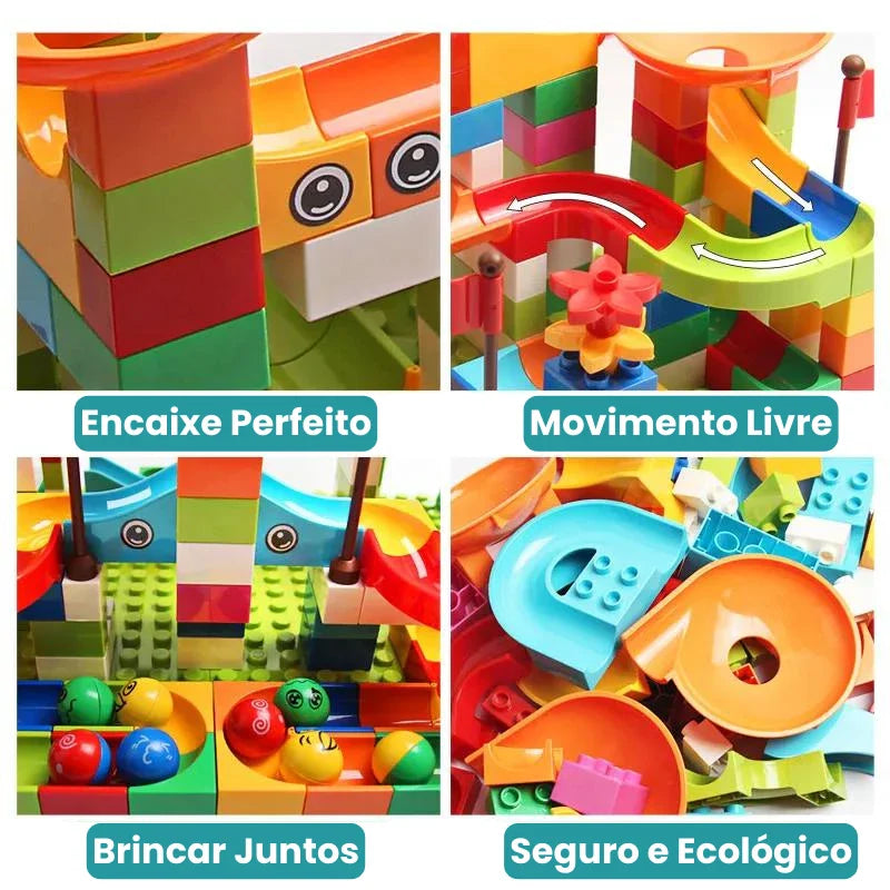 Blocos de Montar com Pista de Corrida e Bolinhas
