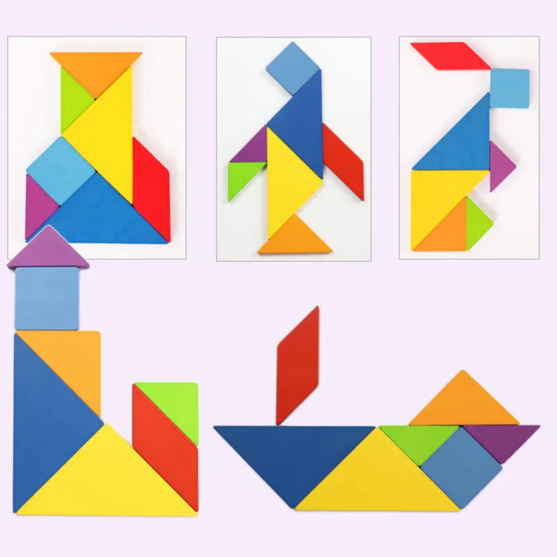 Tangram Colorido Jogo Educativo Montessori em 3D